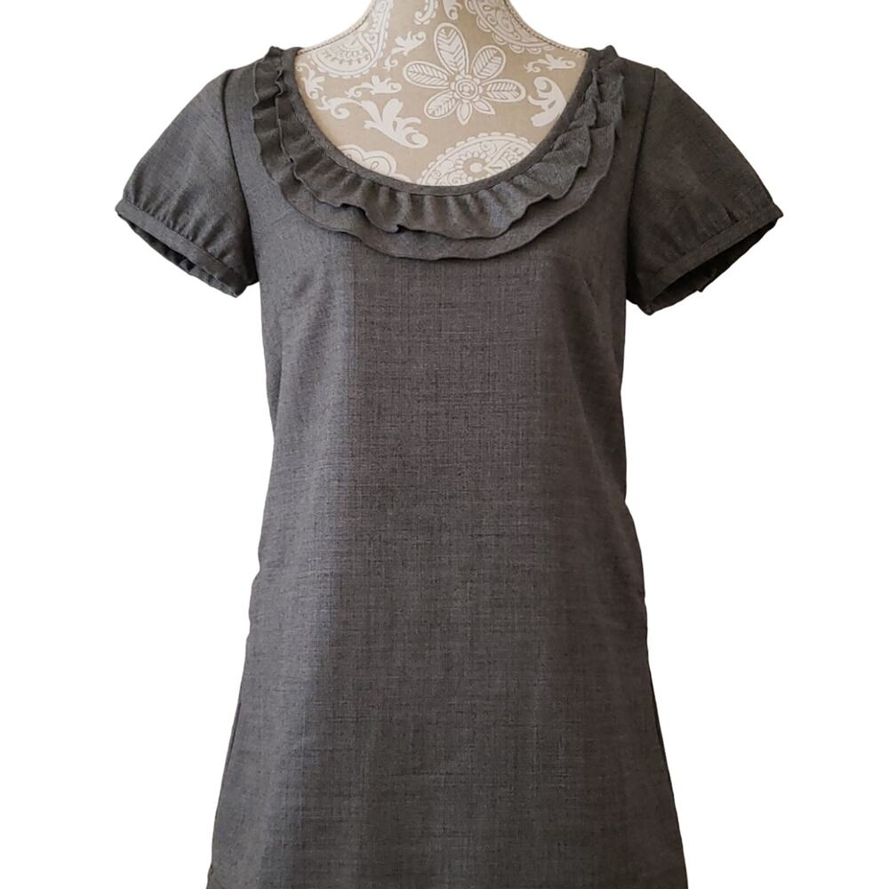 Gap Dress Gray Ruffle Neckline Sz 4